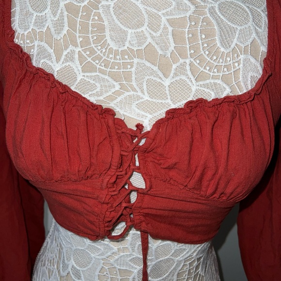 LA Hearts Auburn Red Long Sleeved Crop Top C31 - Picture 3 of 3